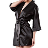 Sexy Women's Lightweight Silk Satin Kimono Robe Bathrobe Nightgown Loungewear One Size