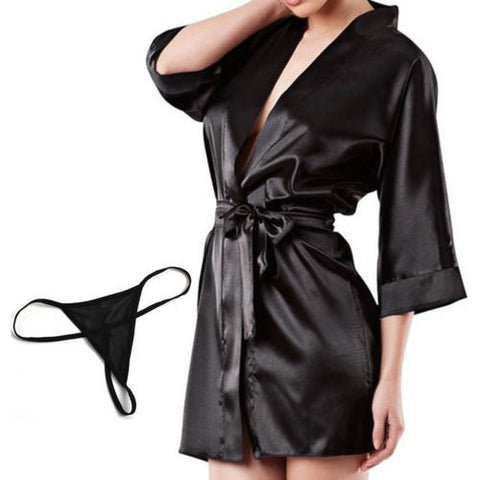 Sexy Women's Lightweight Silk Satin Kimono Robe Bathrobe Nightgown Loungewear One Size