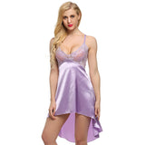 Ladies Sexy Satin Night Dress Lace Women Sleepwear Sleeveless Nighties V-neck Nightdress Sexy Nightgown Hot 6 Colors - UltimateIntimate