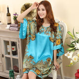 Summer Sexy Silk Nightgown Sleepshirts Women Short-sleeves Plus Size Sleepwear Lounge Casual Satin Silky Nightwear Female Dress - UltimateIntimate