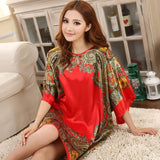 Summer Sexy Silk Nightgown Sleepshirts Women Short-sleeves Plus Size Sleepwear Lounge Casual Satin Silky Nightwear Female Dress - UltimateIntimate