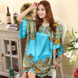 Sexy Silk Nightgown Sleepshirts Women Short-sleeves Plus Size Sleepwear Lounge Casual Satin Silky Nightwear Female Dress - UltimateIntimate