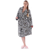 Women Plus Size Leopard Coral Fleece Warm Bathrobe Nightwear Kimono Dressing Gown Sleepwear Bath Robe For Ladies - UltimateIntimate