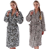 Women Plus Size Leopard Coral Fleece Warm Bathrobe - UltimateIntimate