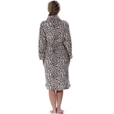 Women Plus Size Leopard Coral Fleece Warm Bathrobe Nightwear Kimono Dressing Gown Sleepwear Bath Robe For Ladies - UltimateIntimate