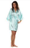 Women Silk Satin Short Night Robe Solid Kimono Robe Fashion