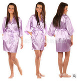 Women Silk Satin Short Night Robe Solid Kimono Robe Fashion