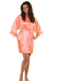 Women Silk Satin Short Night Robe Solid Kimono Robe Fashion