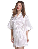 Women Silk Satin Short Night Robe Solid Kimono Robe Fashion