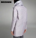 Misun2016 thin  down coat medium-long down female patchwork color block thermal jackt new arrival
