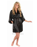 Women Silk Satin Short Night Robe Solid Kimono Robe Fashion