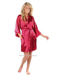 Women Silk Satin Short Night Robe Solid Kimono Robe Fashion