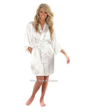 Women Silk Satin Short Night Robe Solid Kimono Robe Fashion