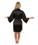 Women Silk Satin Short Night Robe Solid Kimono Robe Fashion